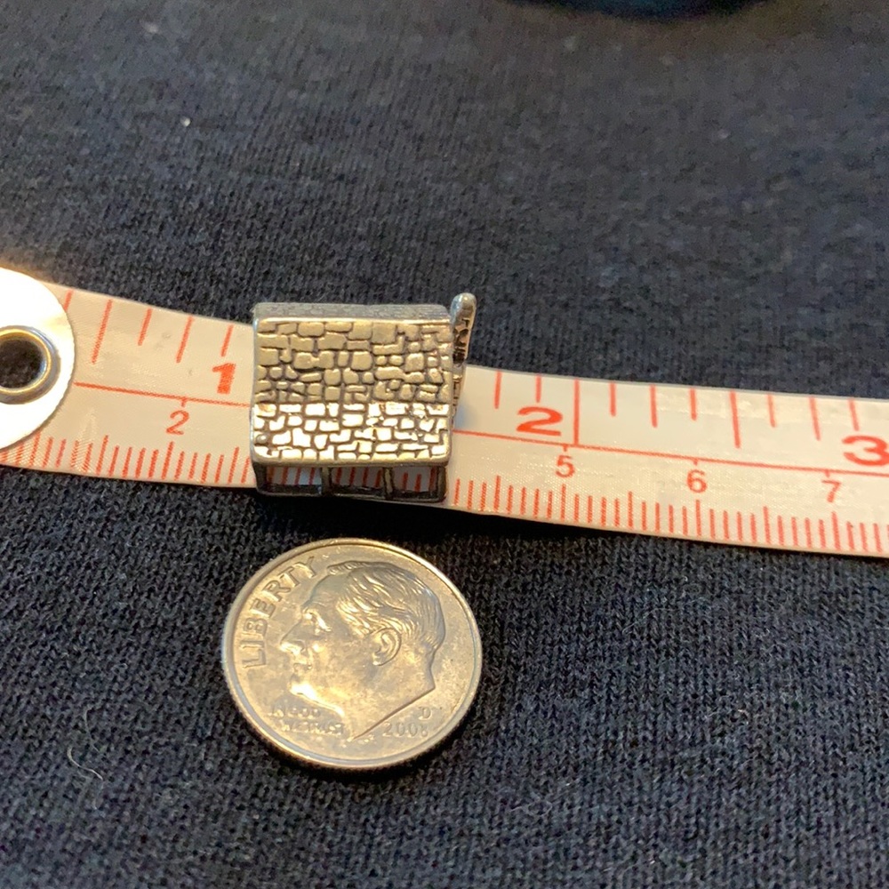Sterling silver log cabin charm with jump ring